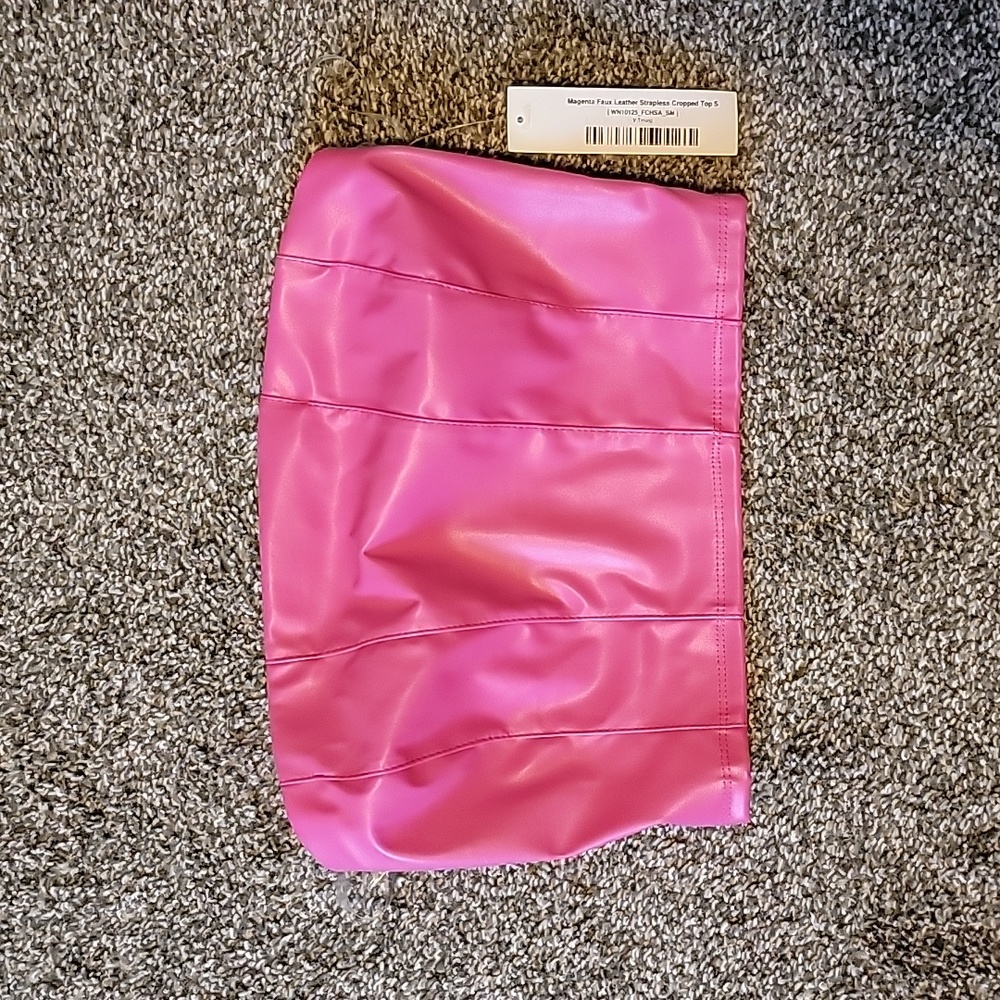 Vegan Leather Pink Crop Top NWT